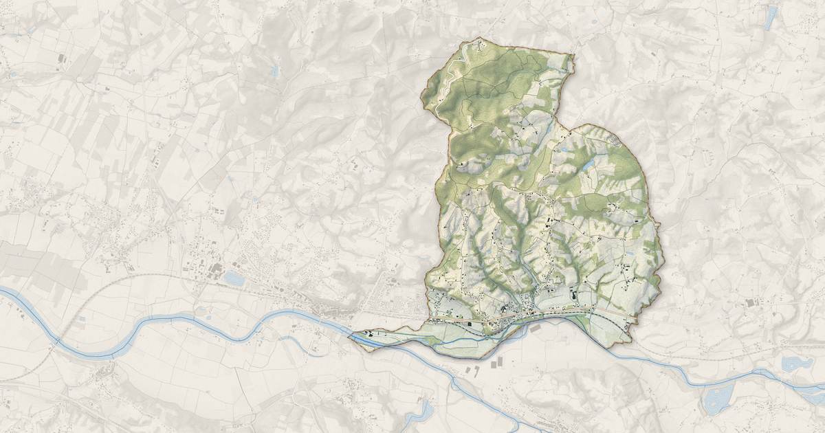 Portrait cartographique de Cauneille : relief, eau, forêts, bâti et voies, calculés à partir des données de l'IGN