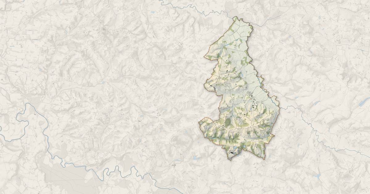 Portrait cartographique de Caupenne : relief, eau, forêts, bâti et voies, calculés à partir des données de l'IGN