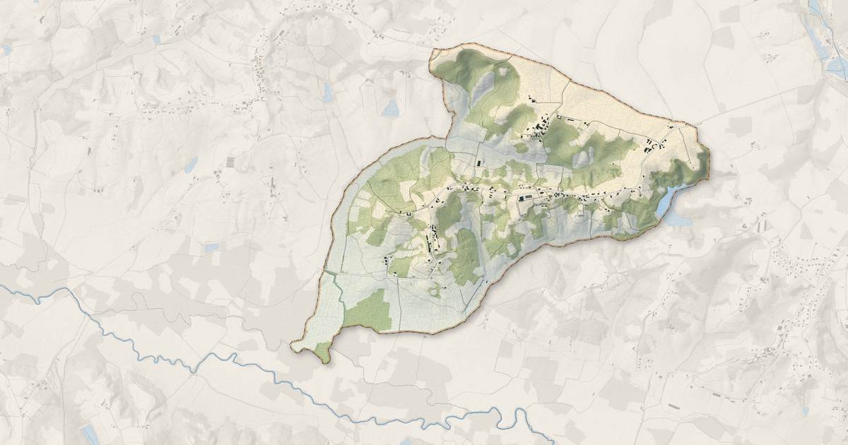 Portrait cartographique de Cazalis : relief, eau, forêts, bâti et voies, calculés à partir des données de l'IGN