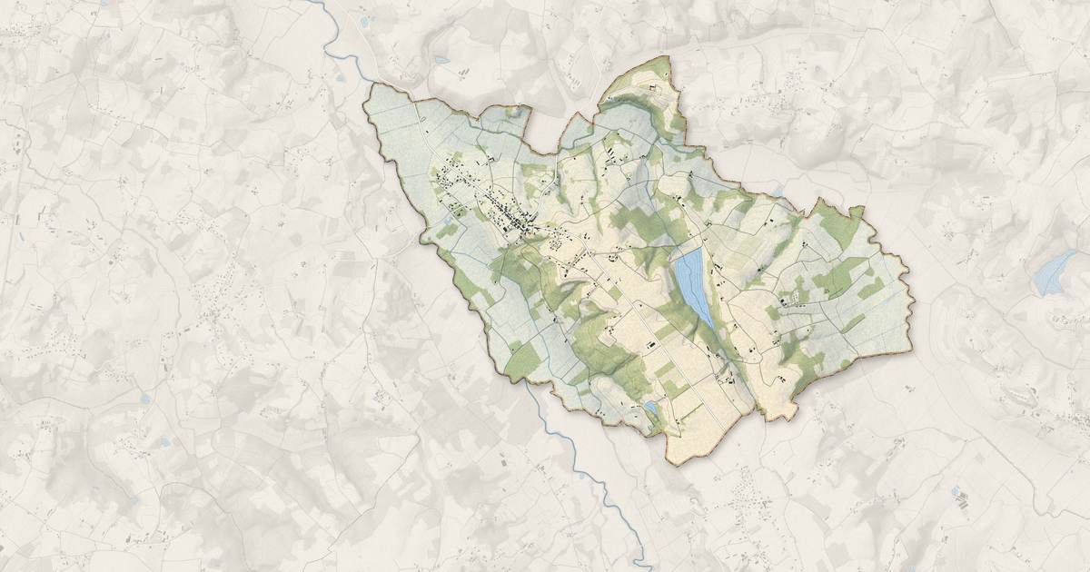 Portrait cartographique de Coudures : relief, eau, forêts, bâti et voies, calculés à partir des données de l'IGN