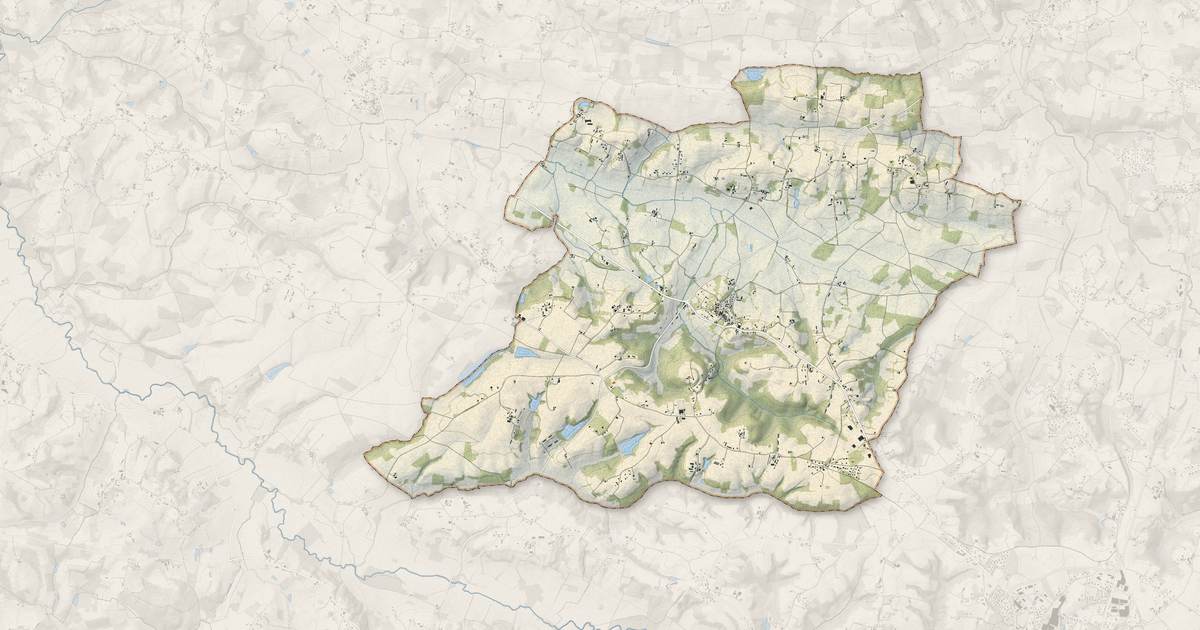 Portrait cartographique de Doazit : relief, eau, forêts, bâti et voies, calculés à partir des données de l'IGN