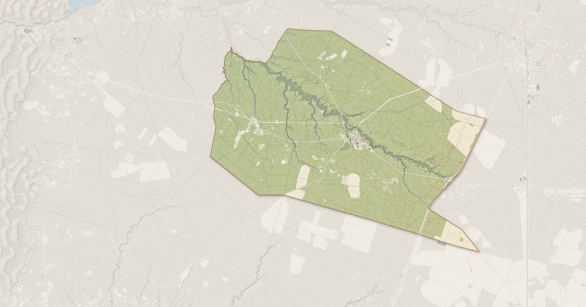 Portrait cartographique de Escource : relief, eau, forêts, bâti et voies, calculés à partir des données de l'IGN