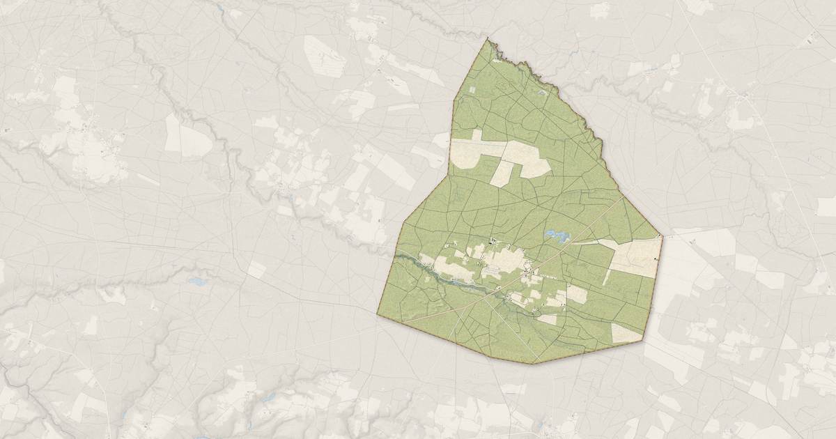 Portrait cartographique de Estigarde : relief, eau, forêts, bâti et voies, calculés à partir des données de l'IGN