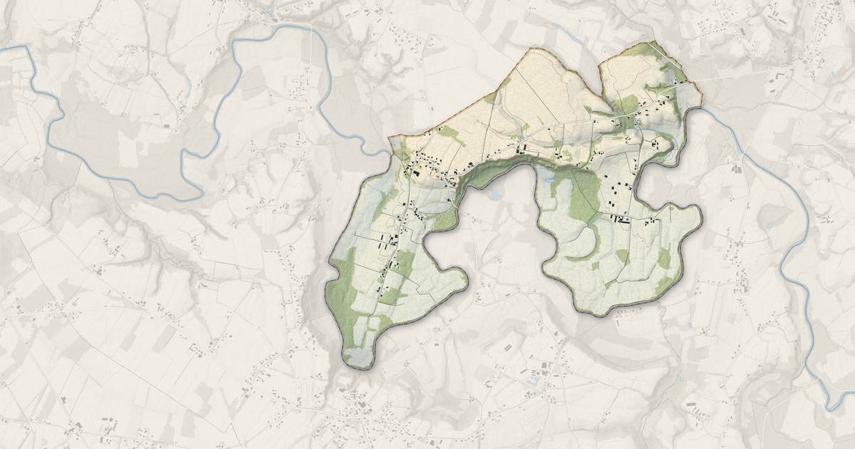 Portrait cartographique de Garrey : relief, eau, forêts, bâti et voies, calculés à partir des données de l'IGN
