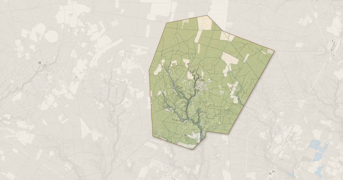 Portrait cartographique de Gourbera : relief, eau, forêts, bâti et voies, calculés à partir des données de l'IGN