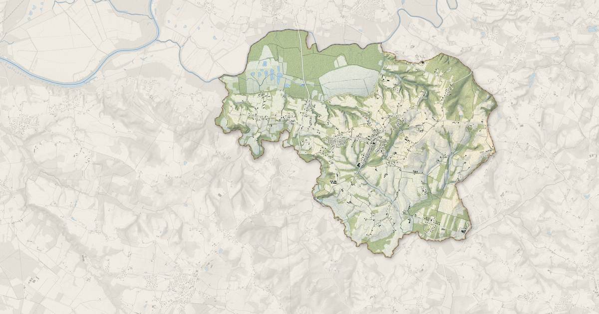 Portrait cartographique de Heugas : relief, eau, forêts, bâti et voies, calculés à partir des données de l'IGN
