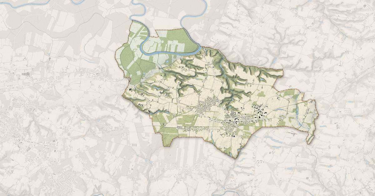 Portrait cartographique de Hinx : relief, eau, forêts, bâti et voies, calculés à partir des données de l'IGN