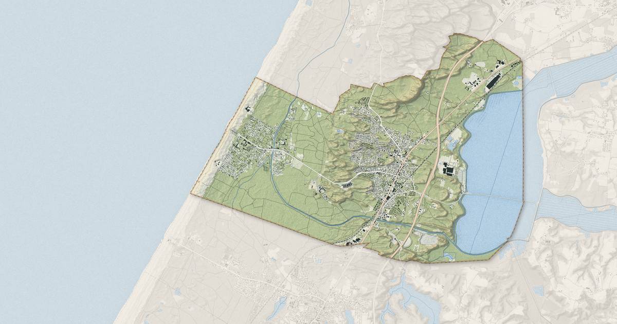 Portrait cartographique de Labenne : relief, eau, forêts, bâti et voies, calculés à partir des données de l'IGN