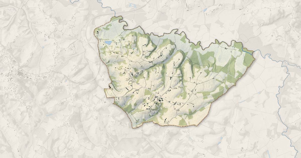 Portrait cartographique de Lahosse : relief, eau, forêts, bâti et voies, calculés à partir des données de l'IGN