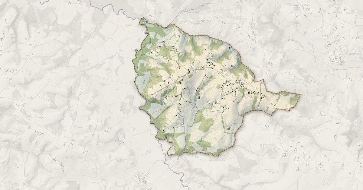 Portrait cartographique de Larbey : relief, eau, forêts, bâti et voies, calculés à partir des données de l'IGN