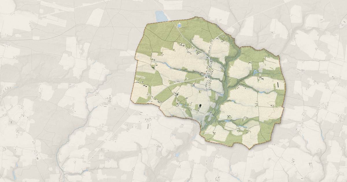 Portrait cartographique de Le Leuy : relief, eau, forêts, bâti et voies, calculés à partir des données de l'IGN