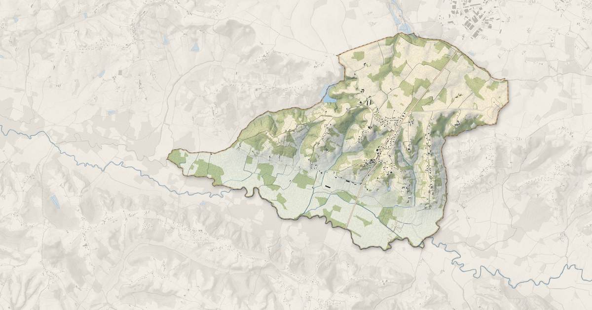 Portrait cartographique de Momuy : relief, eau, forêts, bâti et voies, calculés à partir des données de l'IGN