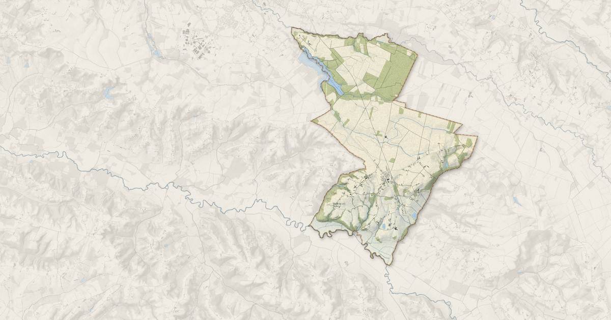 Portrait cartographique de Monségur : relief, eau, forêts, bâti et voies, calculés à partir des données de l'IGN