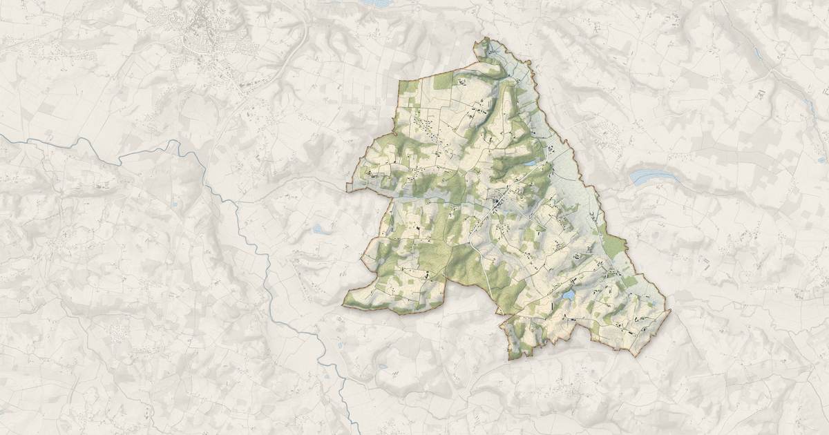 Portrait cartographique de Montsoué : relief, eau, forêts, bâti et voies, calculés à partir des données de l'IGN