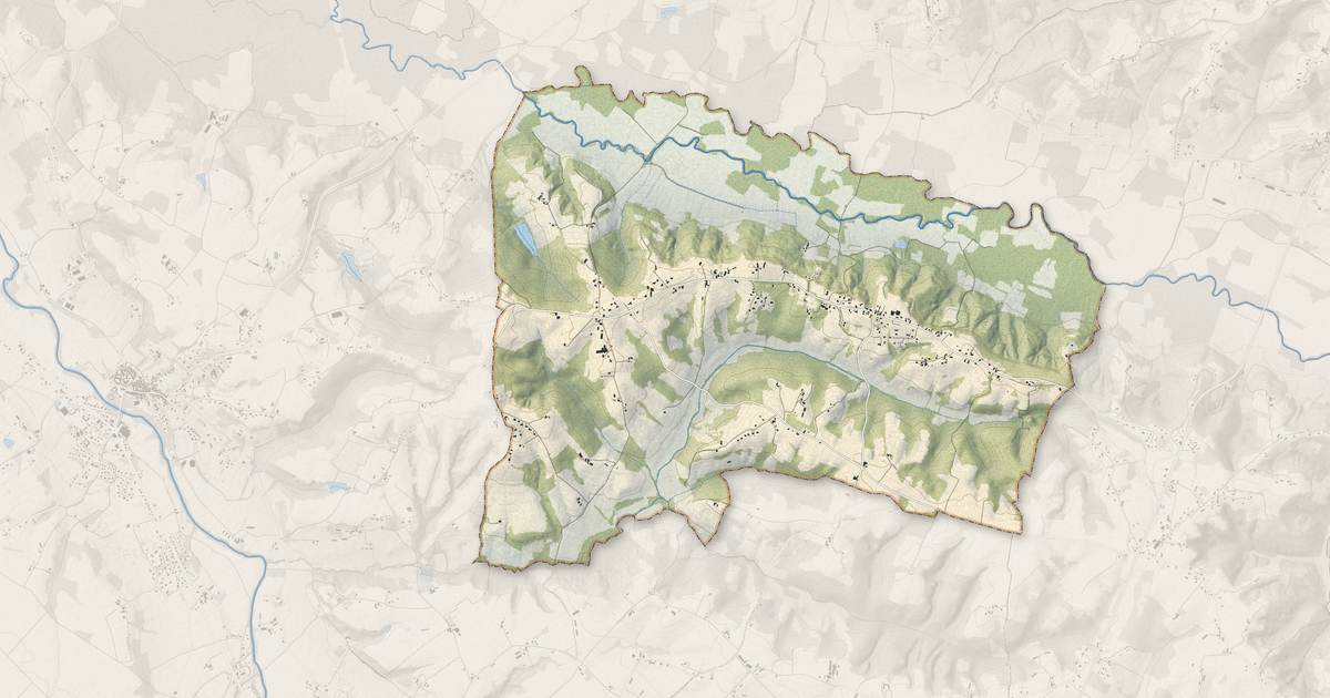 Portrait cartographique de Nassiet : relief, eau, forêts, bâti et voies, calculés à partir des données de l'IGN