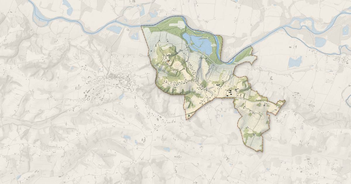 Portrait cartographique de Nerbis : relief, eau, forêts, bâti et voies, calculés à partir des données de l'IGN