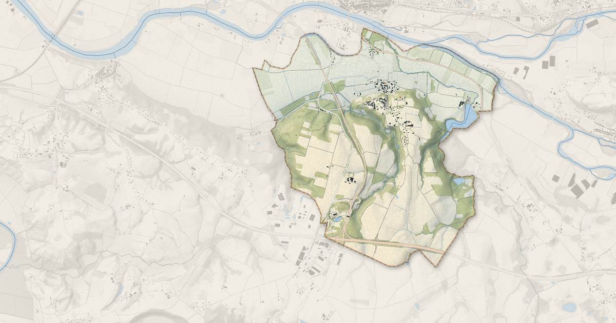 Portrait cartographique de Oeyregave : relief, eau, forêts, bâti et voies, calculés à partir des données de l'IGN