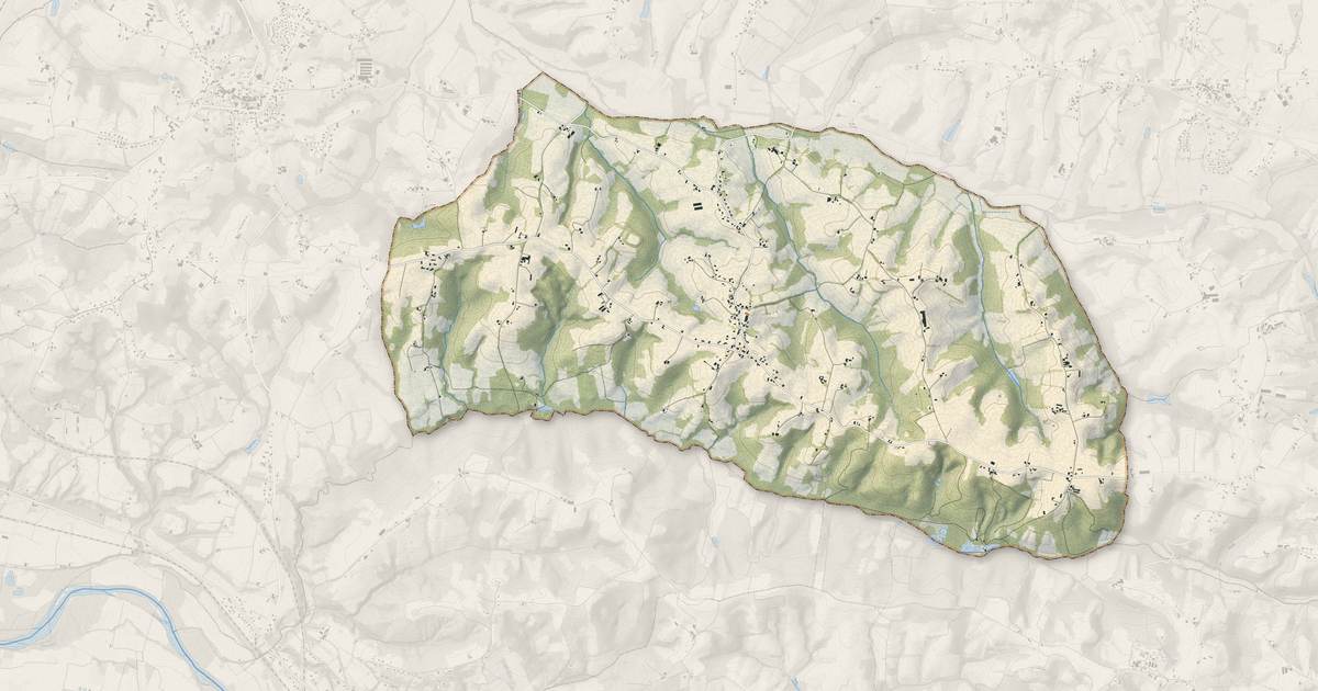 Portrait cartographique de Ossages : relief, eau, forêts, bâti et voies, calculés à partir des données de l'IGN