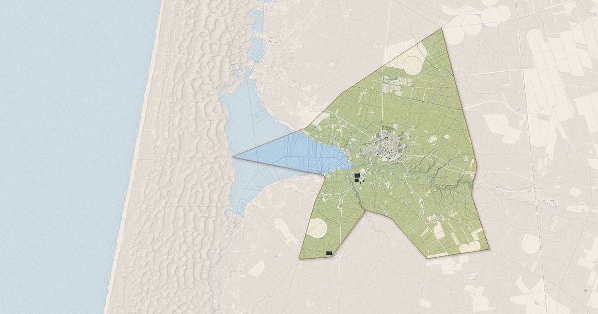 Portrait cartographique de Parentis-en-Born : relief, eau, forêts, bâti et voies, calculés à partir des données de l'IGN