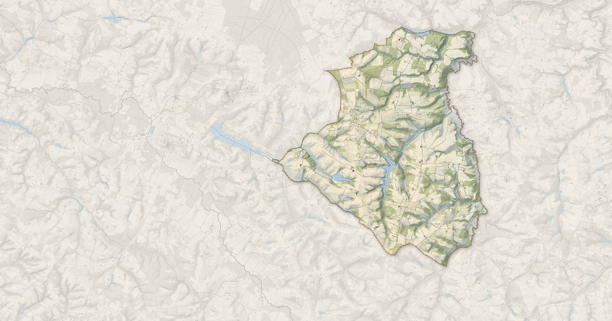 Portrait cartographique de Parleboscq : relief, eau, forêts, bâti et voies, calculés à partir des données de l'IGN