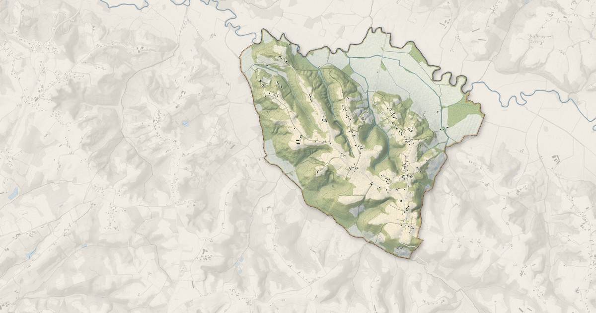 Portrait cartographique de Poudenx : relief, eau, forêts, bâti et voies, calculés à partir des données de l'IGN
