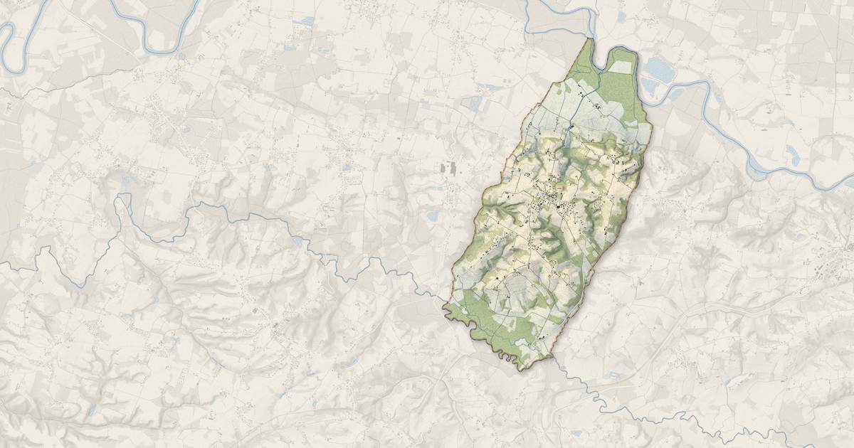 Portrait cartographique de Poyanne : relief, eau, forêts, bâti et voies, calculés à partir des données de l'IGN