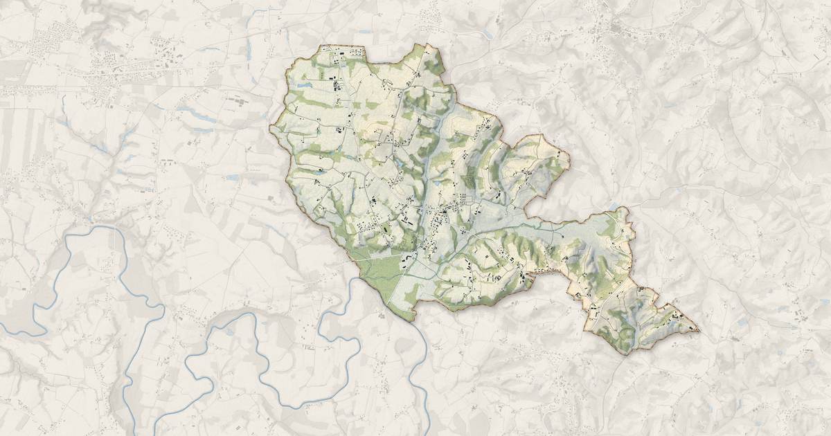 Portrait cartographique de Poyartin : relief, eau, forêts, bâti et voies, calculés à partir des données de l'IGN