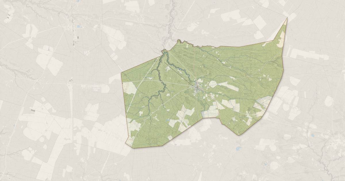 Portrait cartographique de Sabres : relief, eau, forêts, bâti et voies, calculés à partir des données de l'IGN