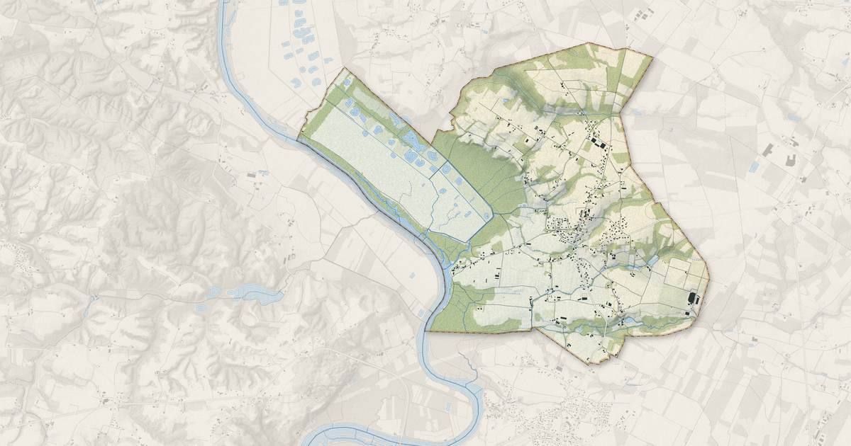 Portrait cartographique de Saint-Étienne-d'Orthe : relief, eau, forêts, bâti et voies, calculés à partir des données de l'IGN