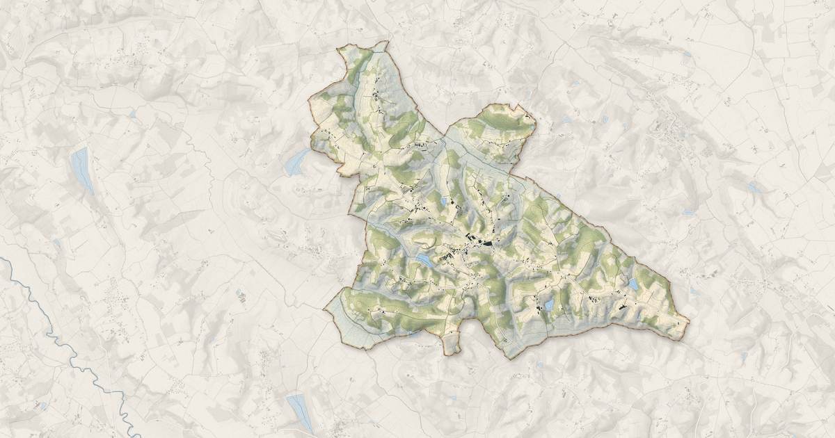 Portrait cartographique de Saint-Loubouer : relief, eau, forêts, bâti et voies, calculés à partir des données de l'IGN