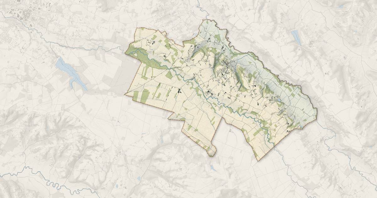 Portrait cartographique de Samadet : relief, eau, forêts, bâti et voies, calculés à partir des données de l'IGN