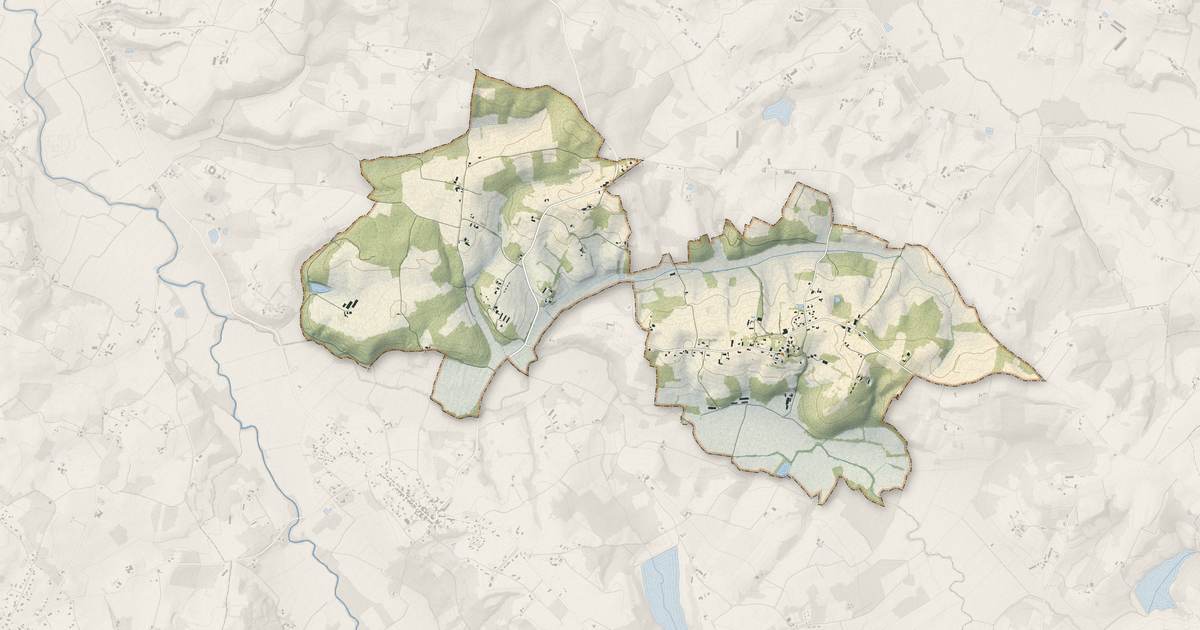 Portrait cartographique de Sarraziet : relief, eau, forêts, bâti et voies, calculés à partir des données de l'IGN