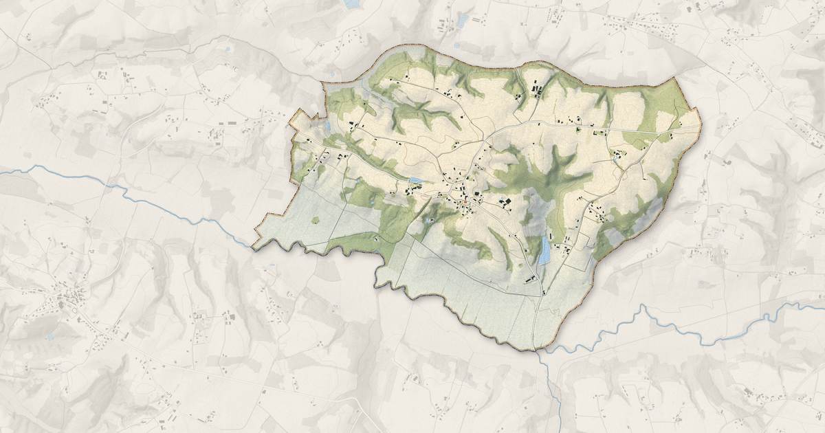 Portrait cartographique de Serreslous-et-Arribans : relief, eau, forêts, bâti et voies, calculés à partir des données de l'IGN