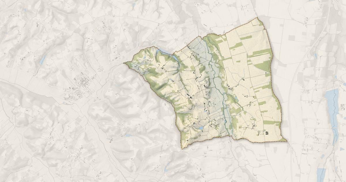 Portrait cartographique de Sorbets : relief, eau, forêts, bâti et voies, calculés à partir des données de l'IGN