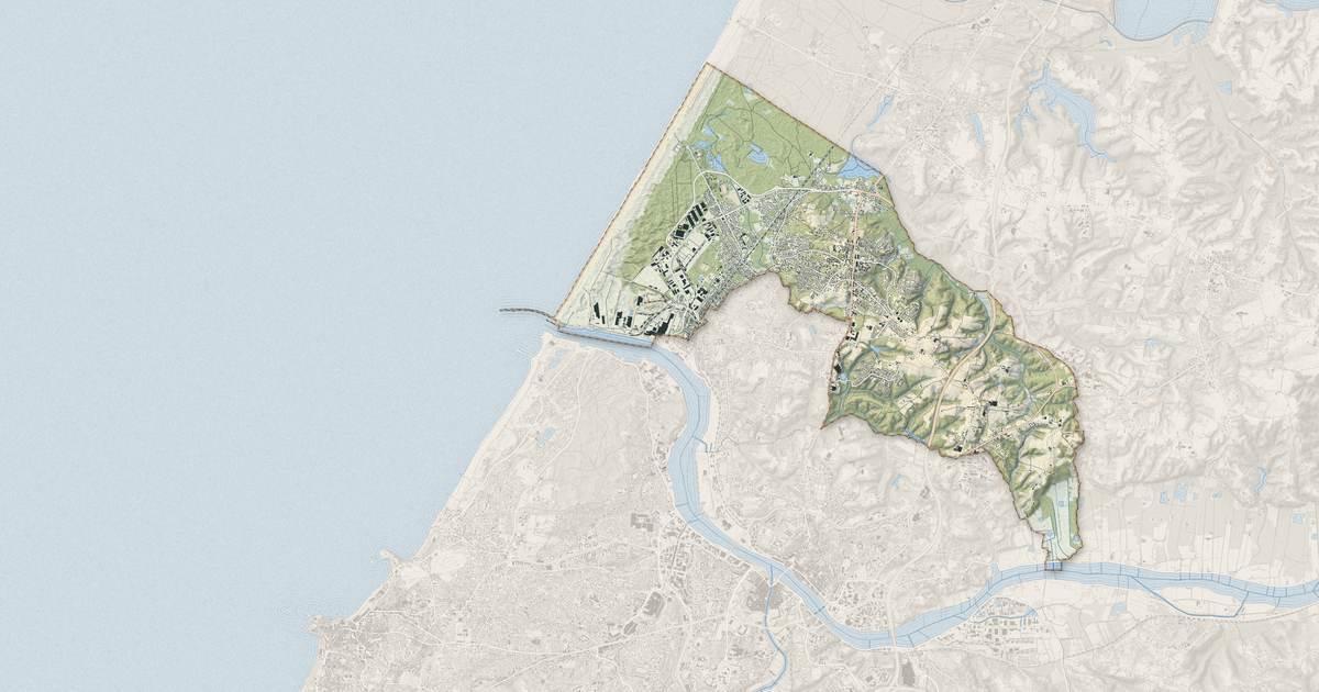 Portrait cartographique de Tarnos : relief, eau, forêts, bâti et voies, calculés à partir des données de l'IGN