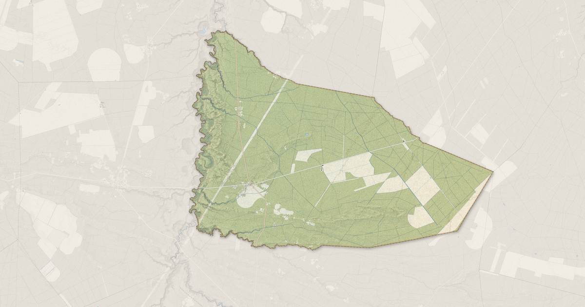 Portrait cartographique de Trensacq : relief, eau, forêts, bâti et voies, calculés à partir des données de l'IGN