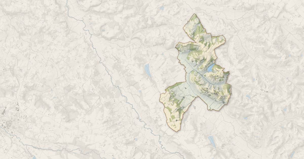Portrait cartographique de Vielle-Tursan : relief, eau, forêts, bâti et voies, calculés à partir des données de l'IGN