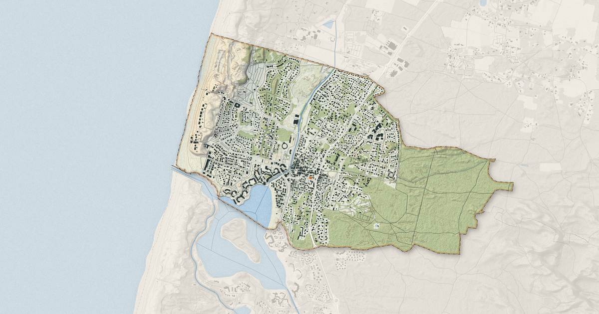 Portrait cartographique de Vieux-Boucau-les-Bains : relief, eau, forêts, bâti et voies, calculés à partir des données de l'IGN