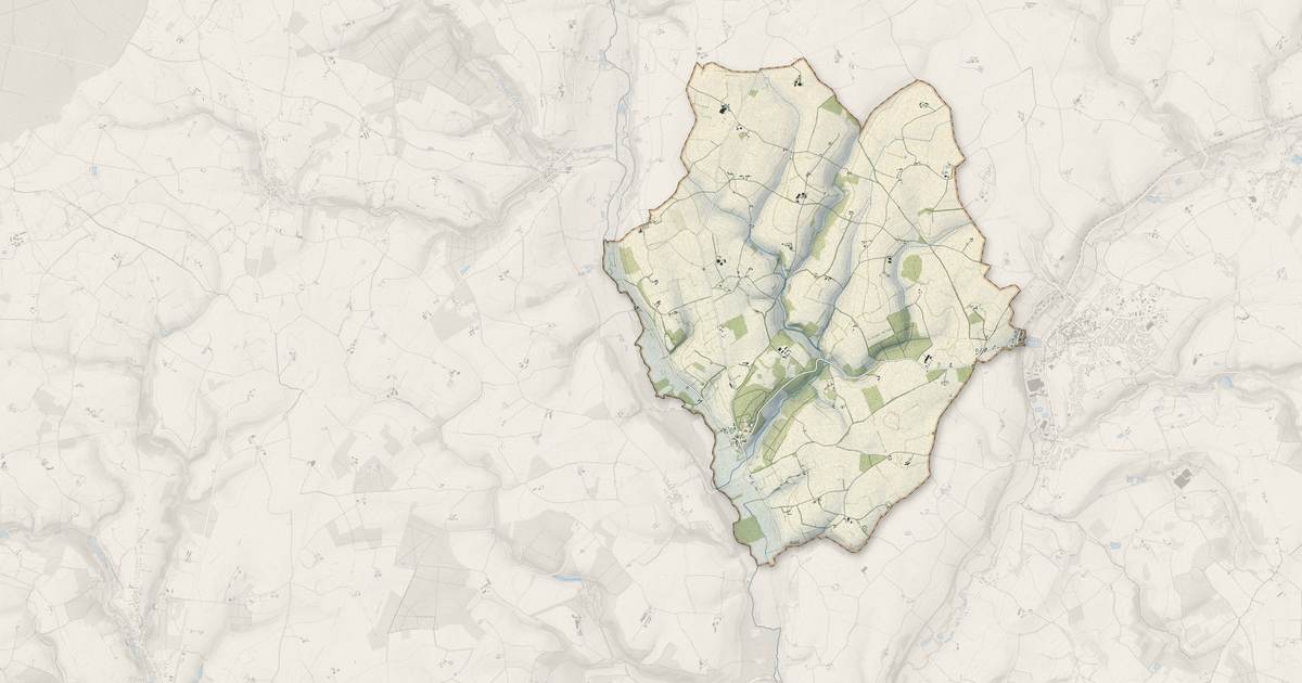 Portrait cartographique de Baillou : relief, eau, forêts, bâti et voies, calculés à partir des données de l'IGN