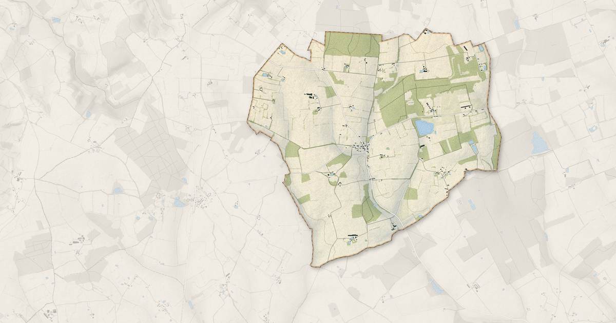 Portrait cartographique de Beauchêne : relief, eau, forêts, bâti et voies, calculés à partir des données de l'IGN