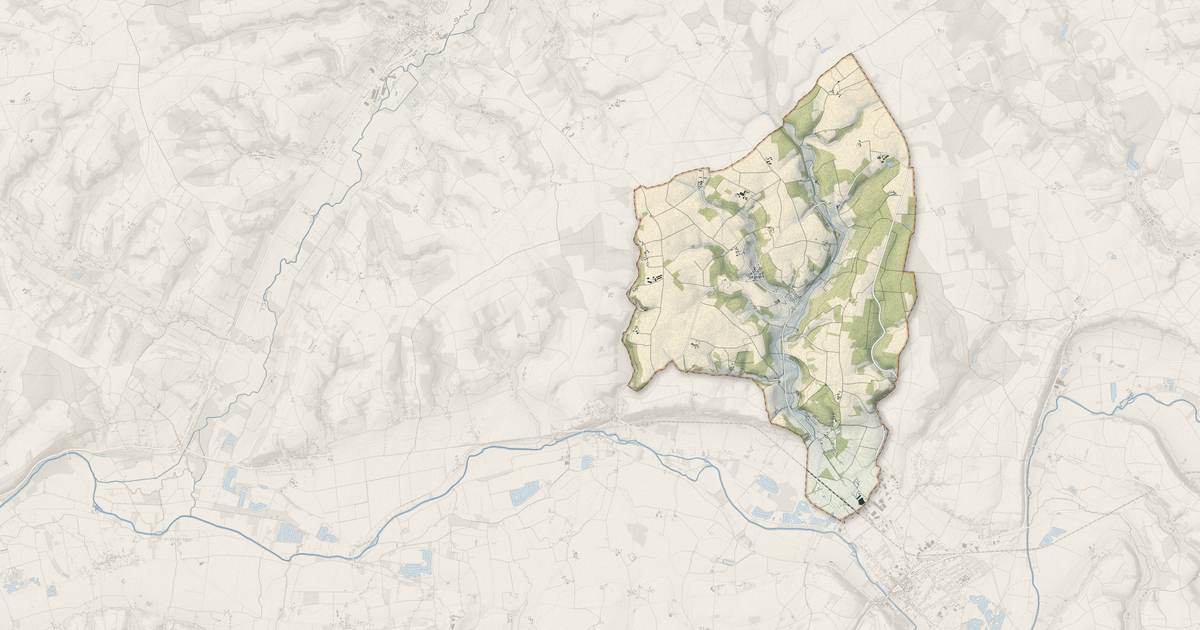 Portrait cartographique de Fontaine-les-Coteaux : relief, eau, forêts, bâti et voies, calculés à partir des données de l'IGN