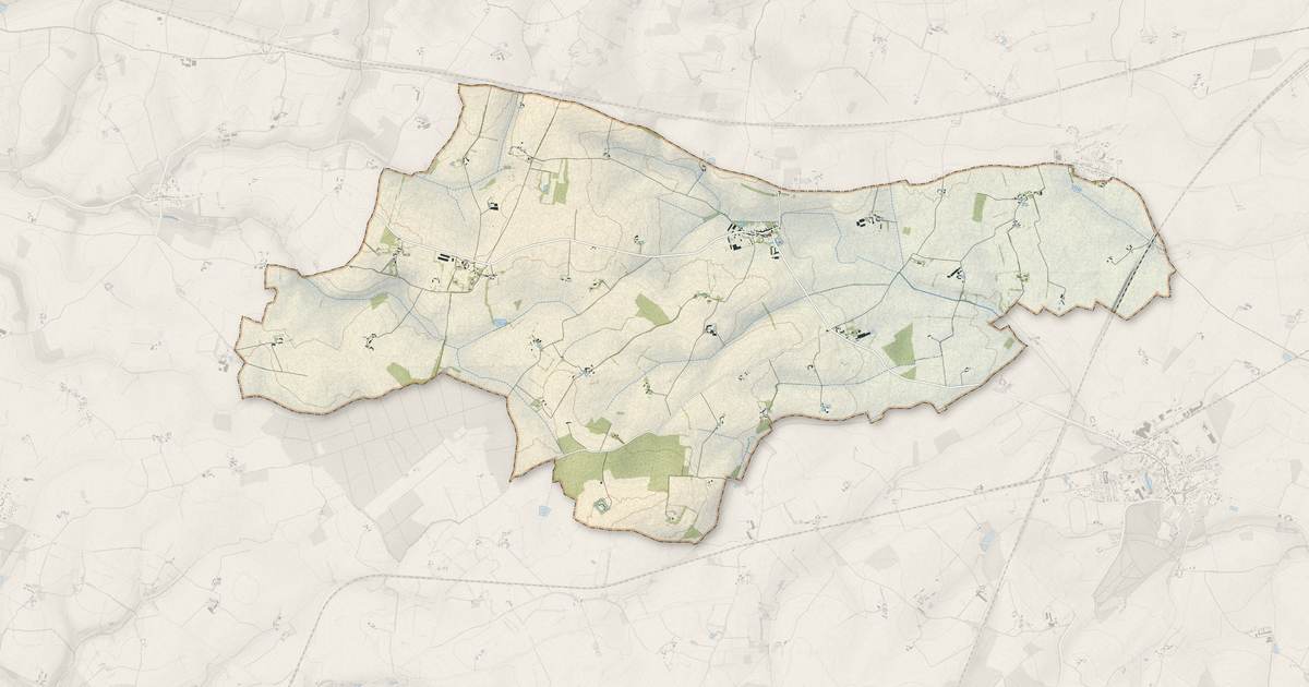 Portrait cartographique de La Fontenelle : relief, eau, forêts, bâti et voies, calculés à partir des données de l'IGN