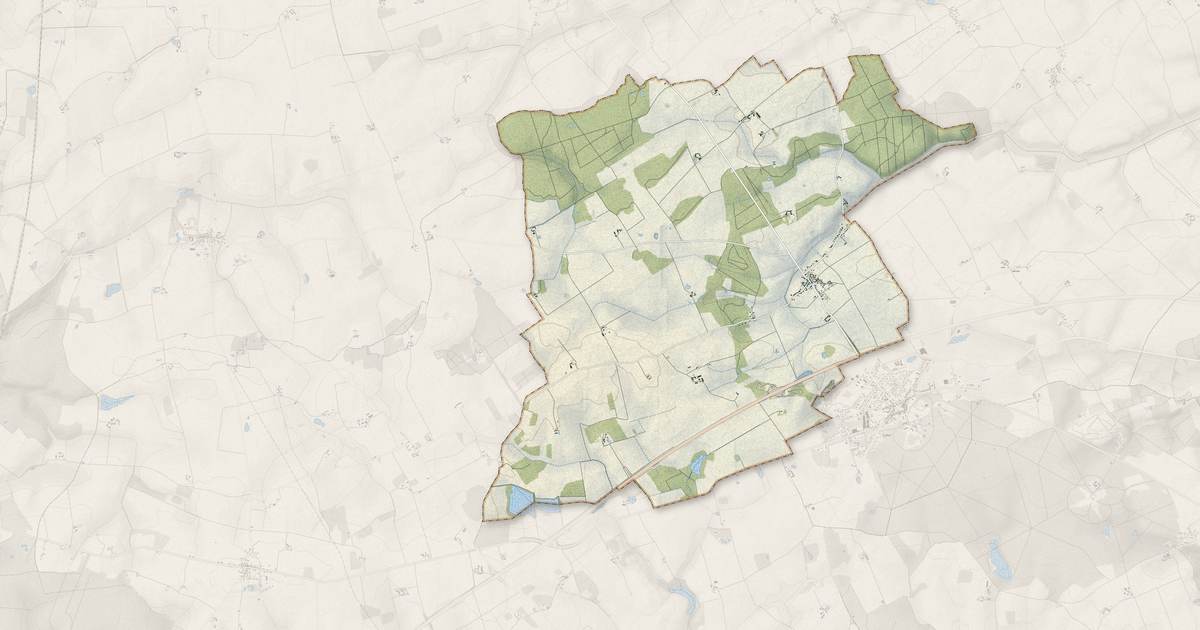 Portrait cartographique de Françay : relief, eau, forêts, bâti et voies, calculés à partir des données de l'IGN