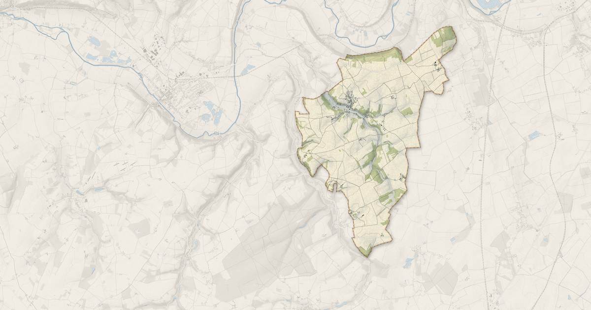 Portrait cartographique de Houssay : relief, eau, forêts, bâti et voies, calculés à partir des données de l'IGN