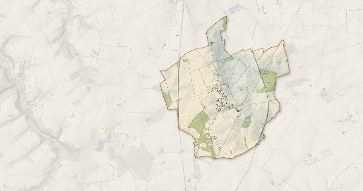 Portrait cartographique de Huisseau-en-Beauce : relief, eau, forêts, bâti et voies, calculés à partir des données de l'IGN