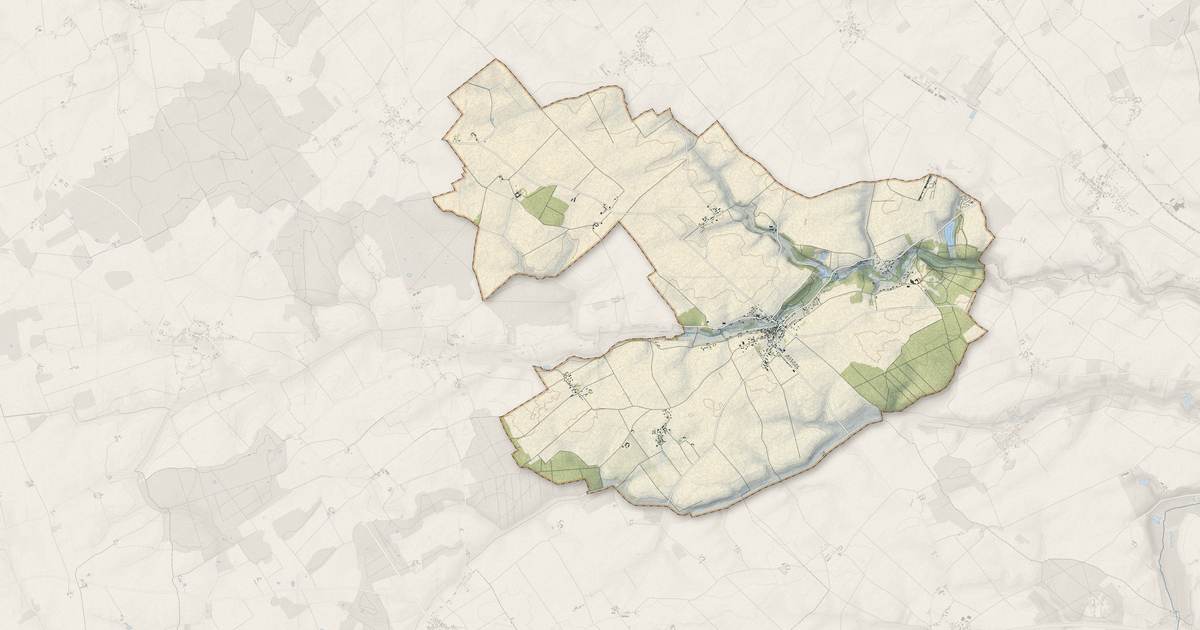 Portrait cartographique de Landes-le-Gaulois : relief, eau, forêts, bâti et voies, calculés à partir des données de l'IGN