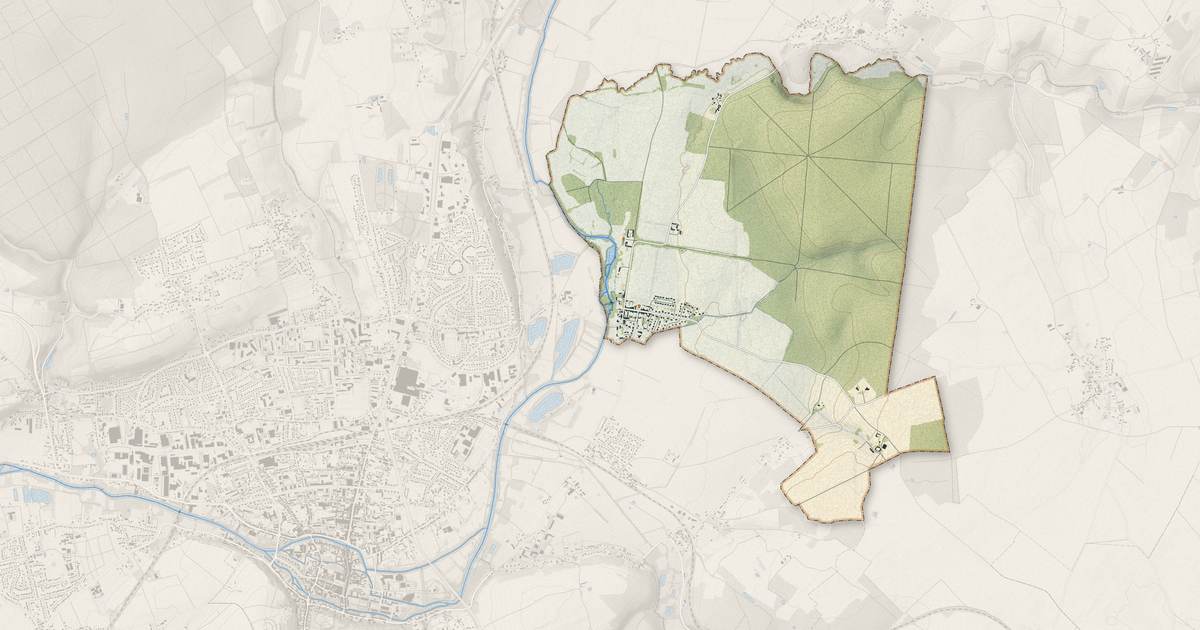 Portrait cartographique de Meslay : relief, eau, forêts, bâti et voies, calculés à partir des données de l'IGN