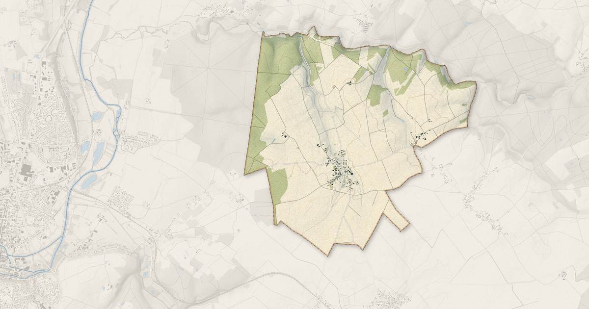 Portrait cartographique de Rocé : relief, eau, forêts, bâti et voies, calculés à partir des données de l'IGN