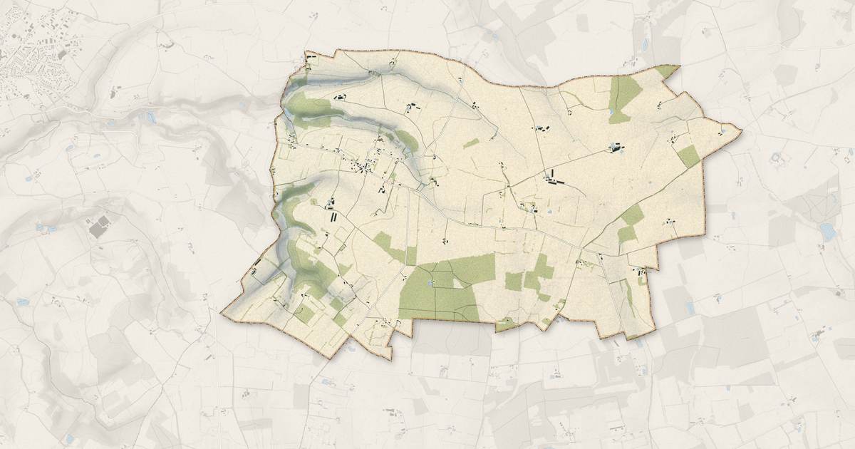Portrait cartographique de Saint-Marc-du-Cor : relief, eau, forêts, bâti et voies, calculés à partir des données de l'IGN