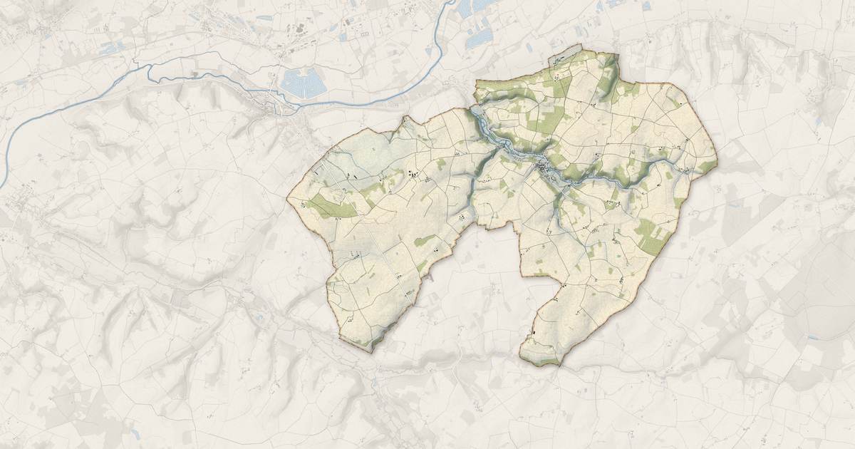 Portrait cartographique de Villedieu-le-Château : relief, eau, forêts, bâti et voies, calculés à partir des données de l'IGN